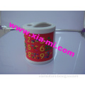 high quality well design embossed colorful digital rubber mug